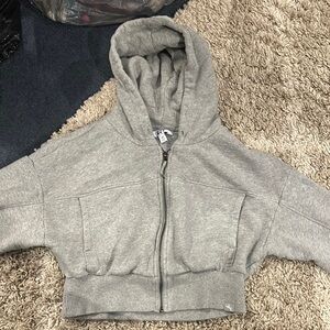 Women's Full Zip Crop Hoodie - JoyLab Heathered Gray XS